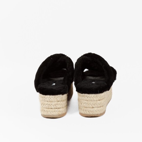 Miu Miu Black Shearling Crisscross Platform Slides - Picture 3 of 10